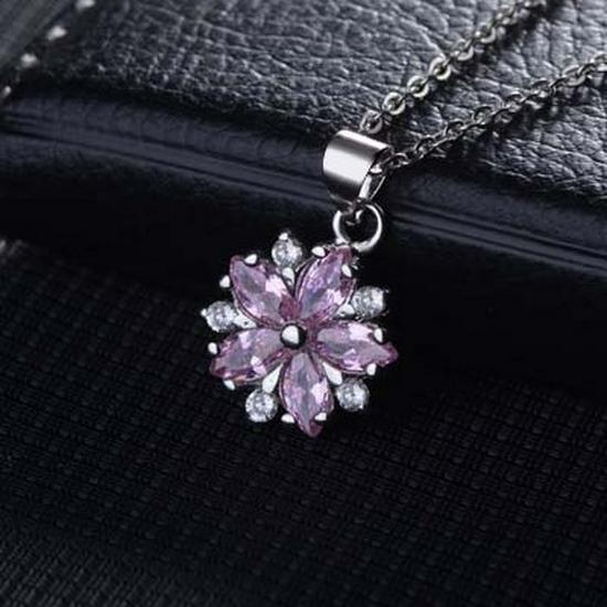 Pink Cherry Blossom Clavicle Pendant Necklace