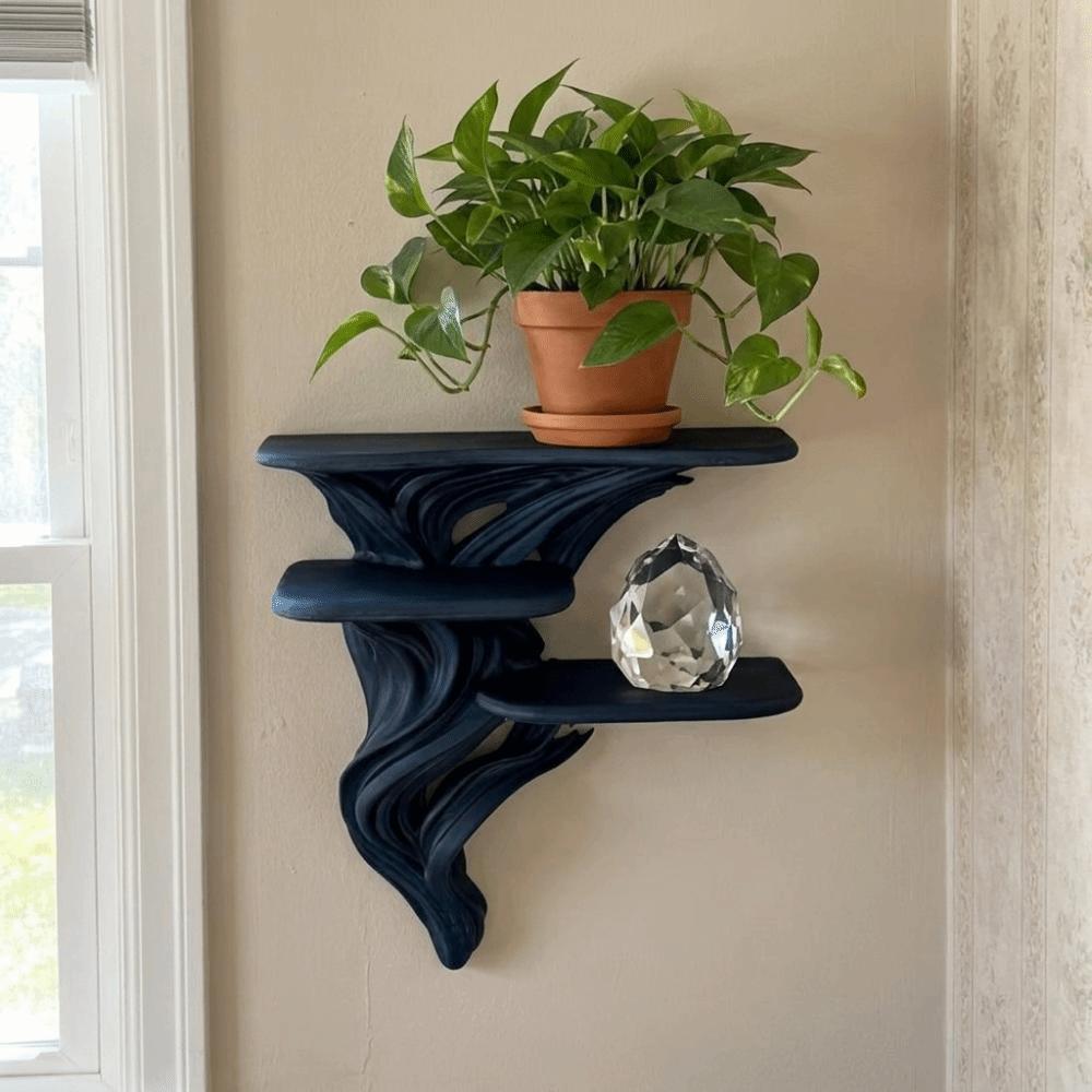 Stable Three Tier Wall Rack Irregular Shape Wall Storage Rack Collectibles Display