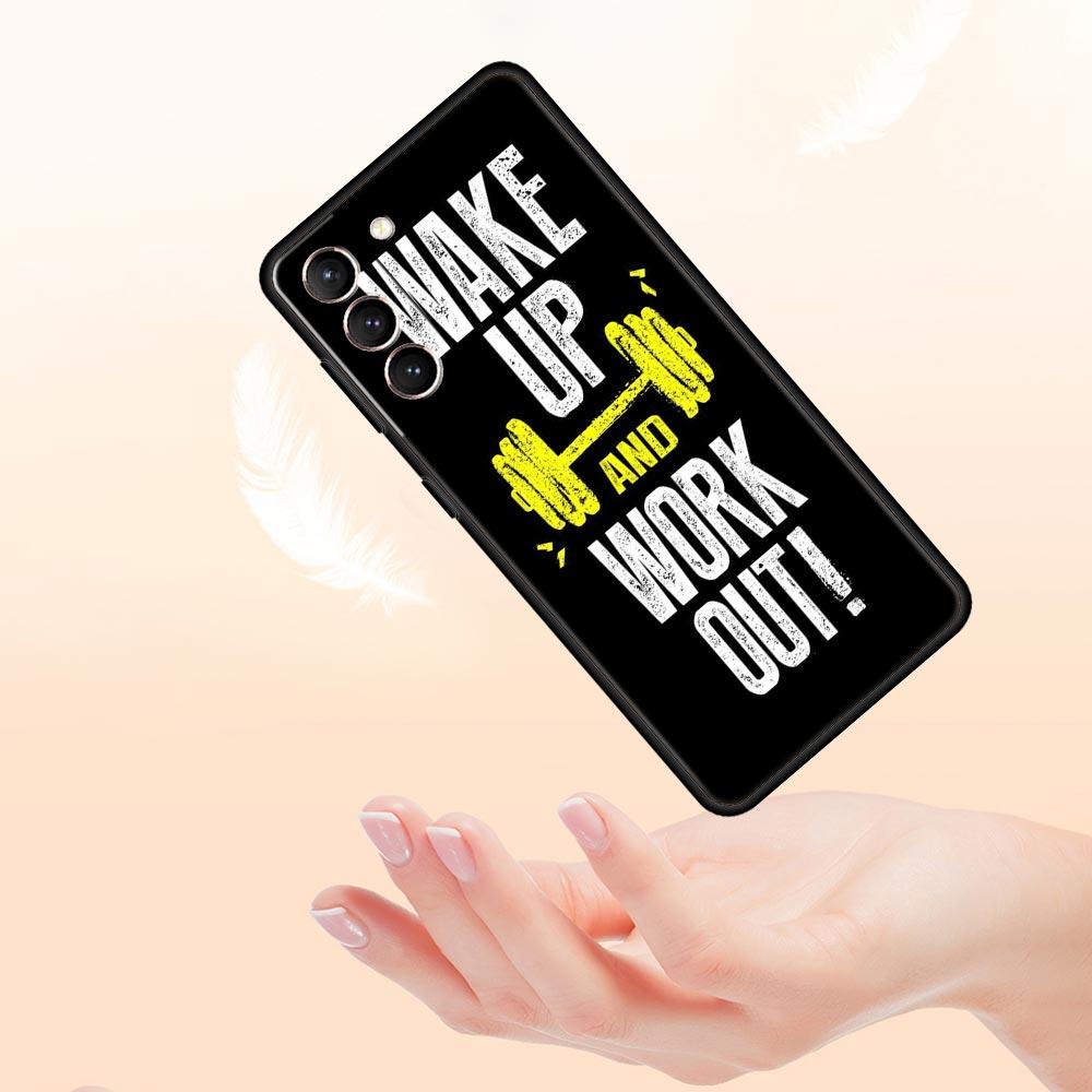 Gym Fitness Bodybuilding Phone Case For Samsung Galaxy S26 Ultra S25 Plus S24 FE S23 S22 5G S21 S20 Cover Black Soft