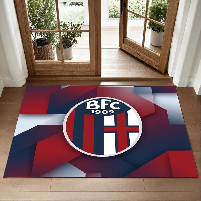 Bologna FC Design Crystal Velvet Rug Soft Decorative Mat for Bedroom Entrance