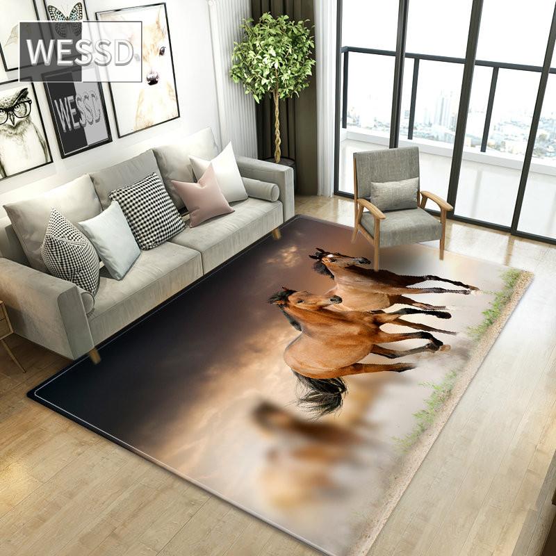 Horse Carpet Living Room 3D Animal Sofa Carpet Large Mats Kitchen Anti-slip Water Absorption Sponge Mat For Bathroom Bedroom Rug