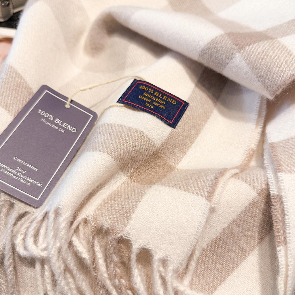 Wool Women Scarf Luxury Cashmere Winter Blanket Wraps Casual Plaid Print Pashmina Bufanda Travel Poncho Stoles Echarpe