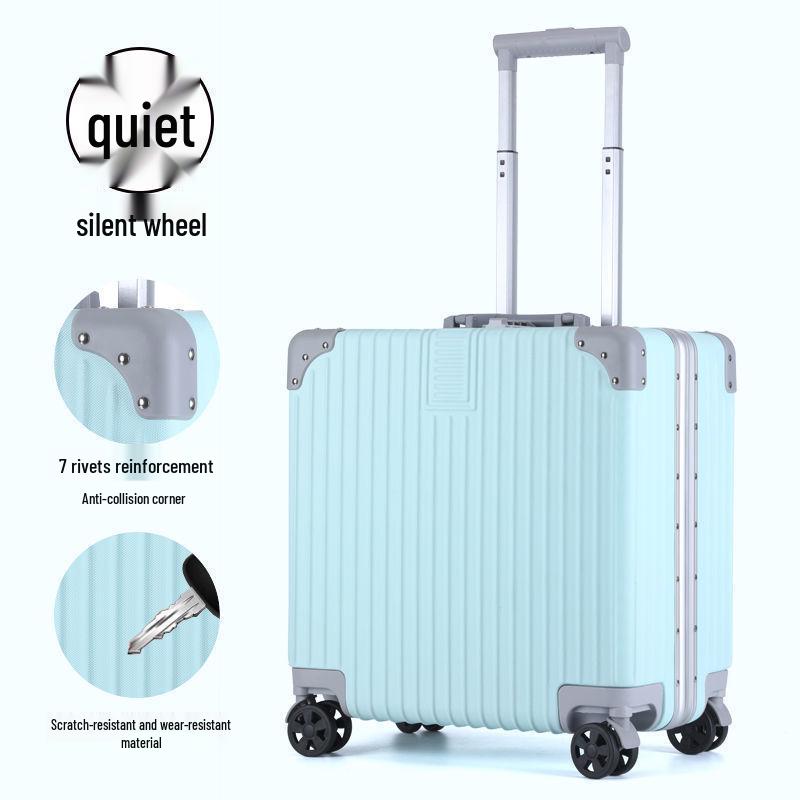 Women's 18" Mini Student Carry-on Suitcase, Aluminum Frame, 20" Compression-Resistant Trolley Case