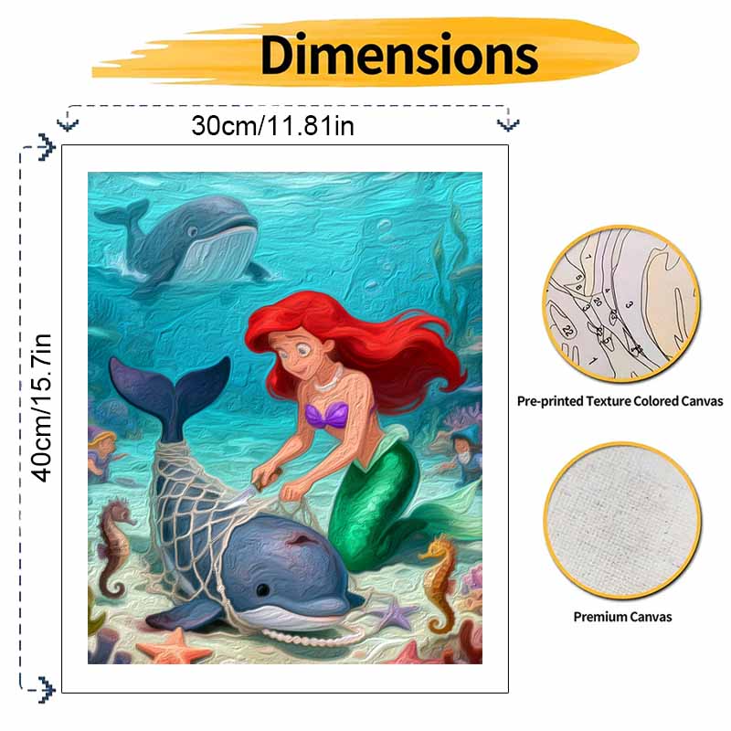 Disney Digital Oil Painting Diy Oil Painting Hand Painting Mermaid Dolphin Ocean Scene Living Room Bedroom Decoration Painting
