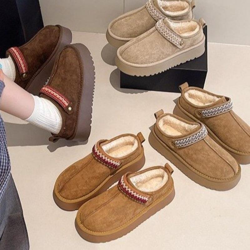 Un Nouveau Style de Polaire, Épaississant et Chaud Chaussons d'Hiver en Coton Neige pour Femmes avec Demi-Pantoufles sur un Pied