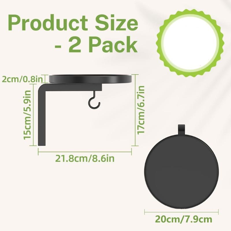 2pack Black Metal Plant Holder Wall Hanging Flower Shelf For Wall Installation Accommodates Multiple Pots Indoor Display