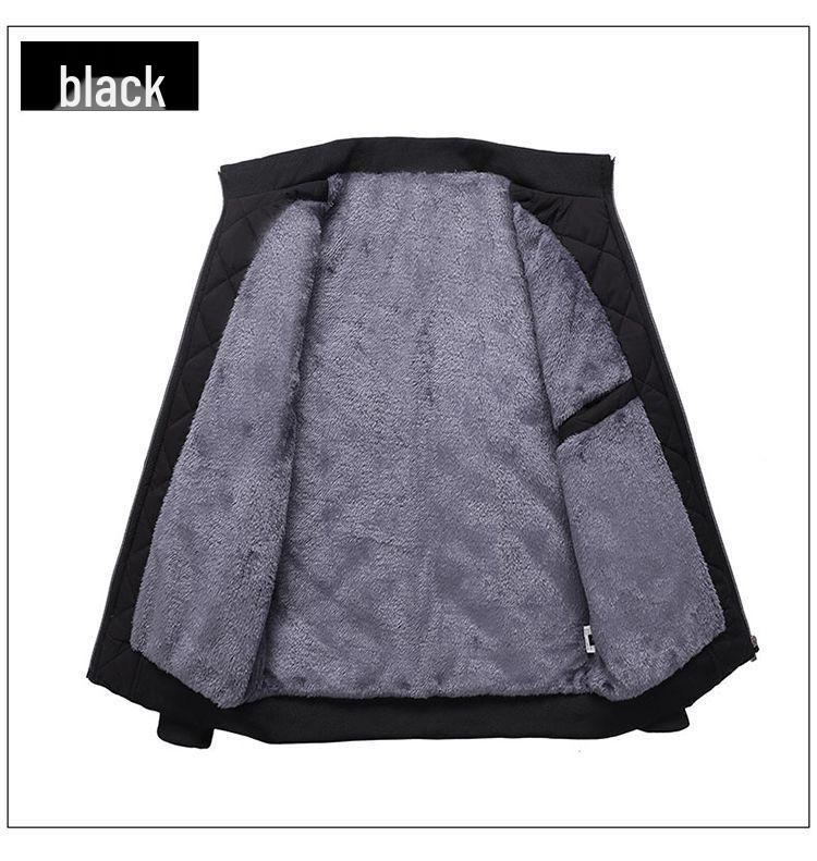 Men's Thick Velvet Winter Jacket - Loose Fit, Warm Cotton Coat for Middle-Aged & Elderly