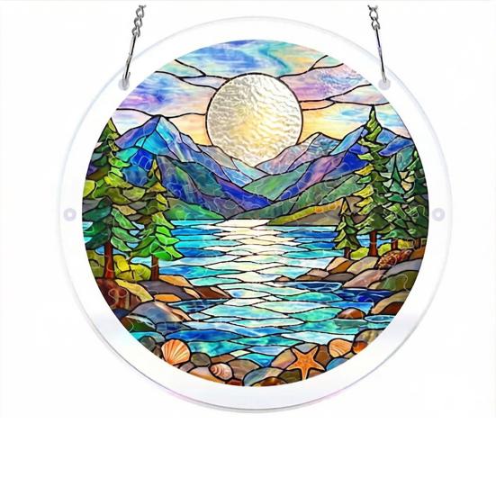 Sun Catcher Puzzle Acrylic Suncatcher Durable Clear Acrylic Colorful Patterns Window Decoration for Doors Garden