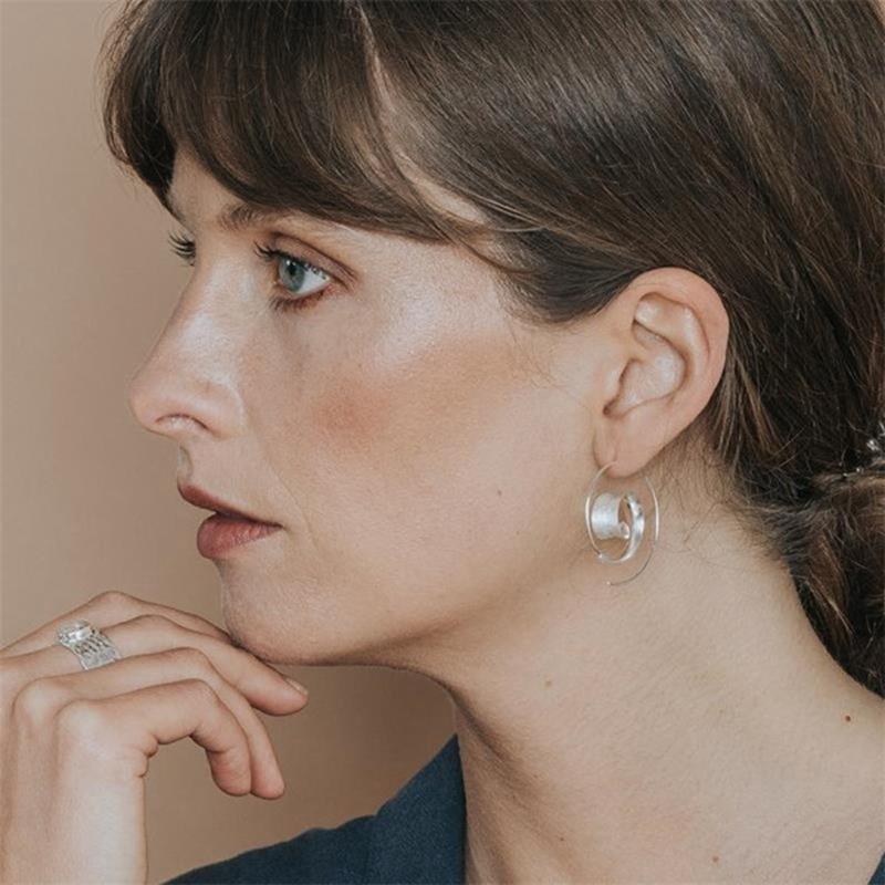New Trendy Personality Round Spiral Leaf Earrings, Women Exaggerated Design Earrings Earrings, Fine Jewelry Acero Inoxidable