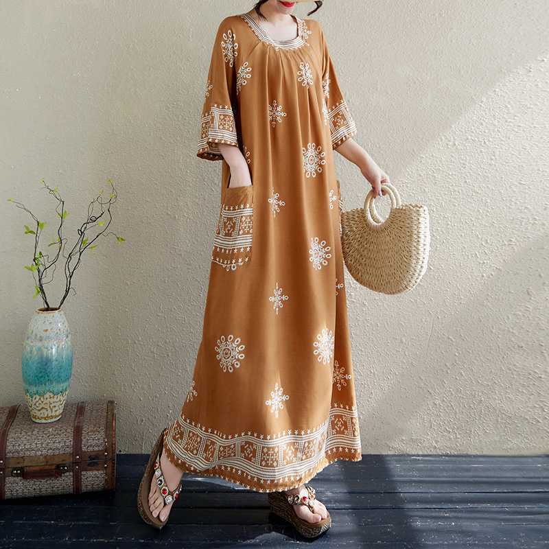 Women's Loose Patterned Slimming Dress