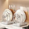 Multi-layer Pot Lid Rack Stainless Steel Rustproof Chopping Board Organizer Space Saving with Drainage Tray Cutting Board Holder
