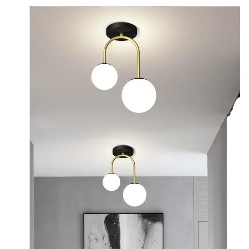 Nordic Glass Ball LED Ceiling Light Lamps For Aisle Corridor Balcony Hallway Bedroom Clockroom Home Decoration Indoor Lighting