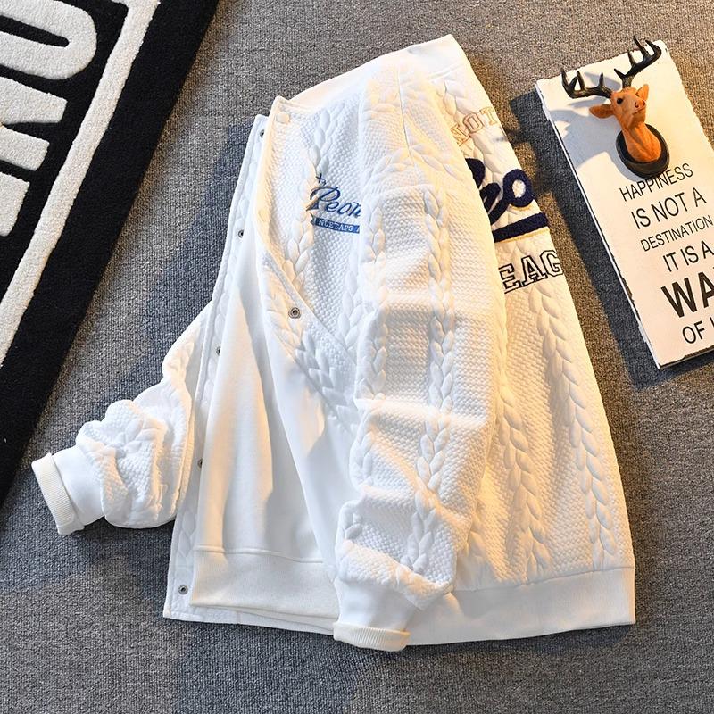 Men's American Retro Embroidered Baseball Jacket - Spring/Autumn, Loose Fit, Casual Style #XXF012