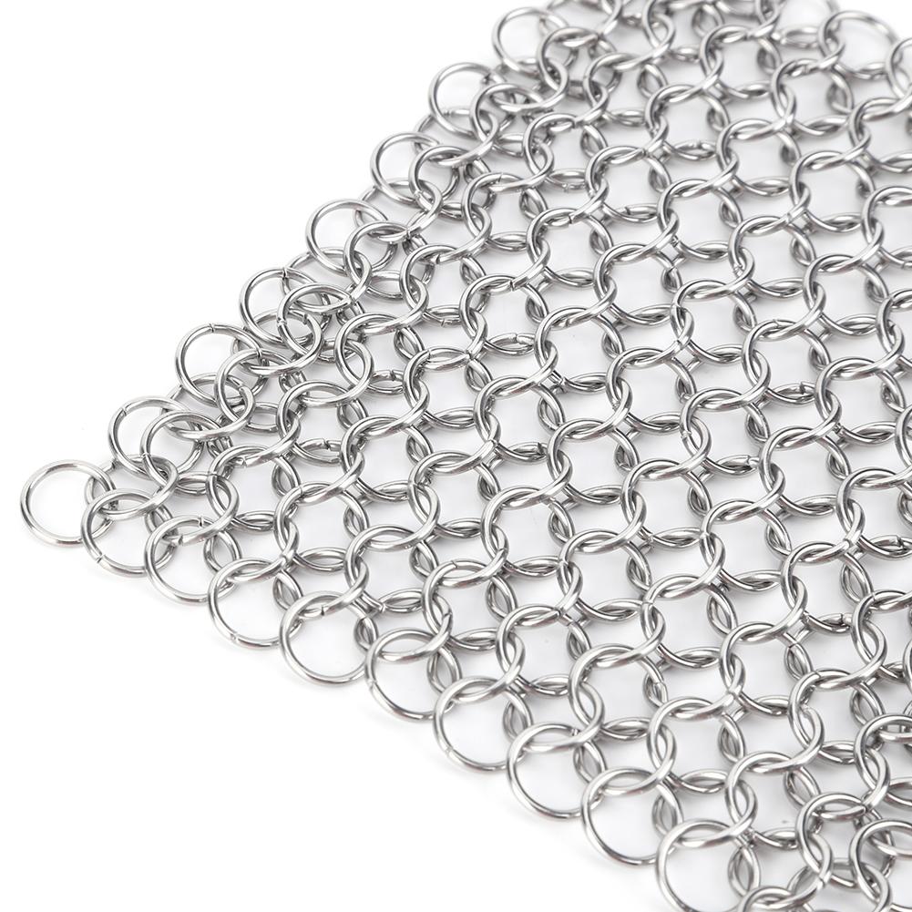 4-8'' Cast Iron Cleaner with Hanging Ring Cast Iron Scrubber 316 Stainless Steel Cookware Rust Remover Scraper for Cast Iron Pan