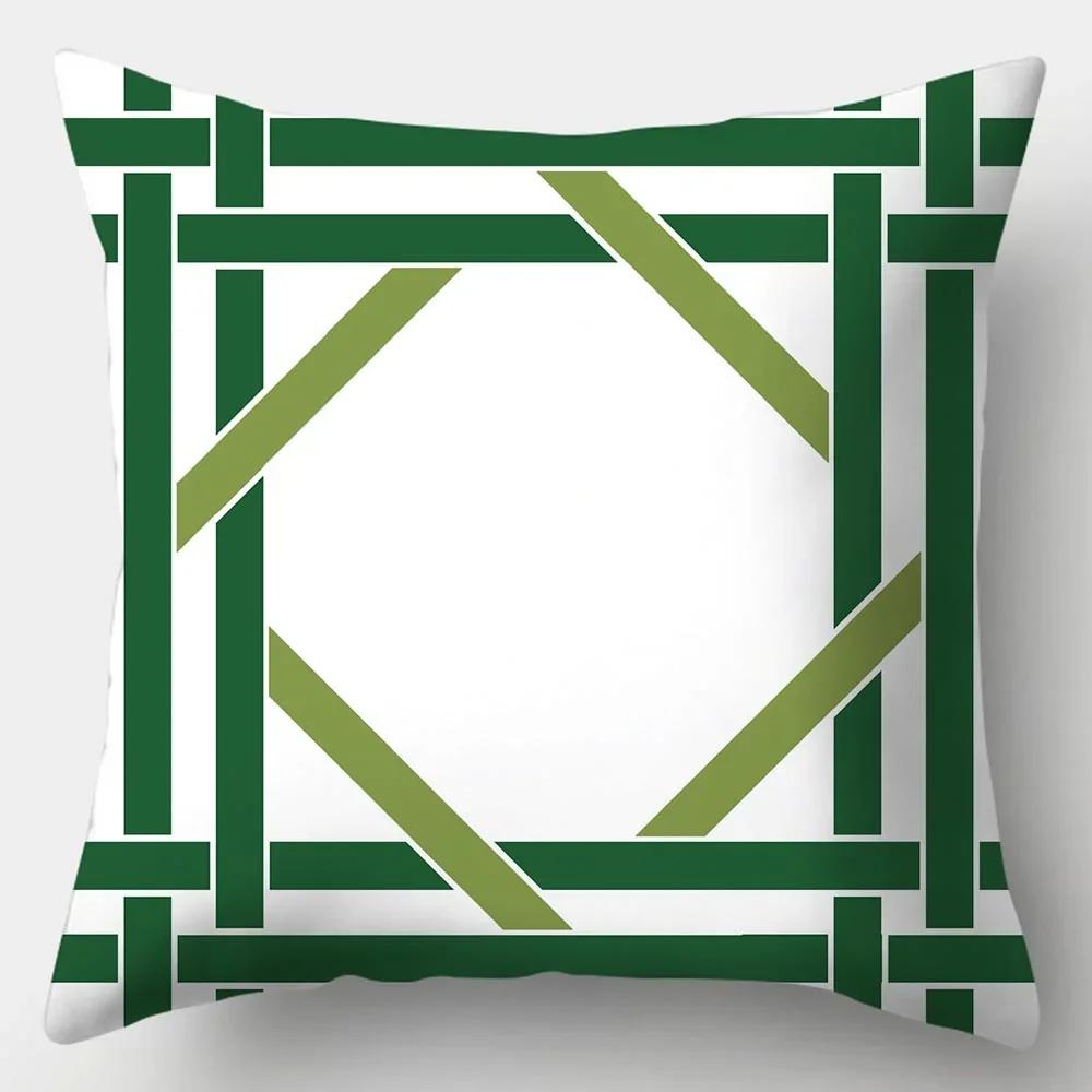 Home Decor Geometric & Leafy Patterned Digital Print Pattern Cushion Cover Suitable for Sofa Bedroom Car Pillow Cover
