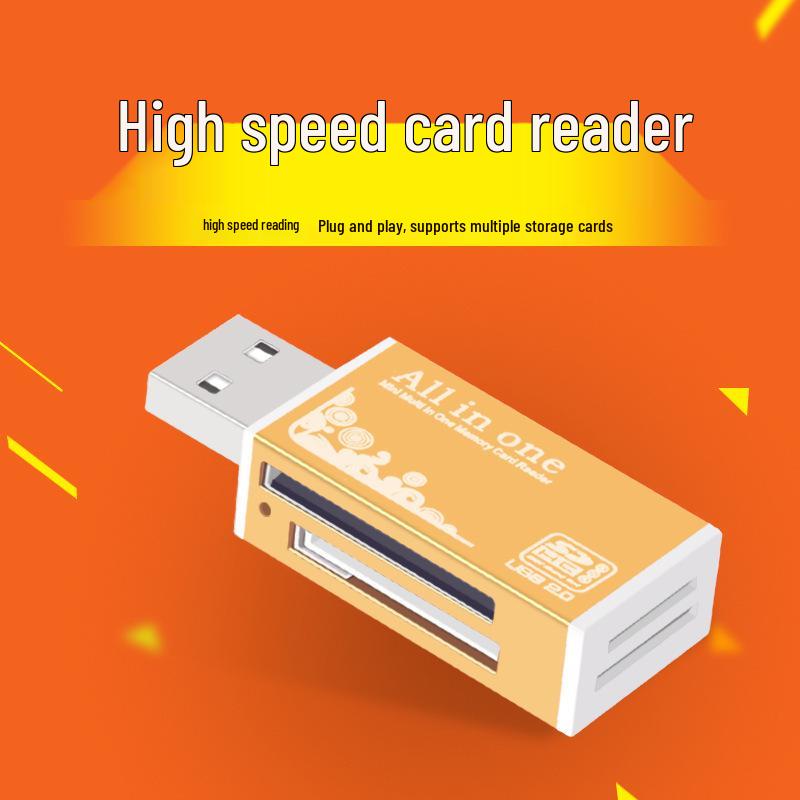 Colorful Aluminum Alloy USB 2.0 High-Speed Mini 4-in-1 Card Reader