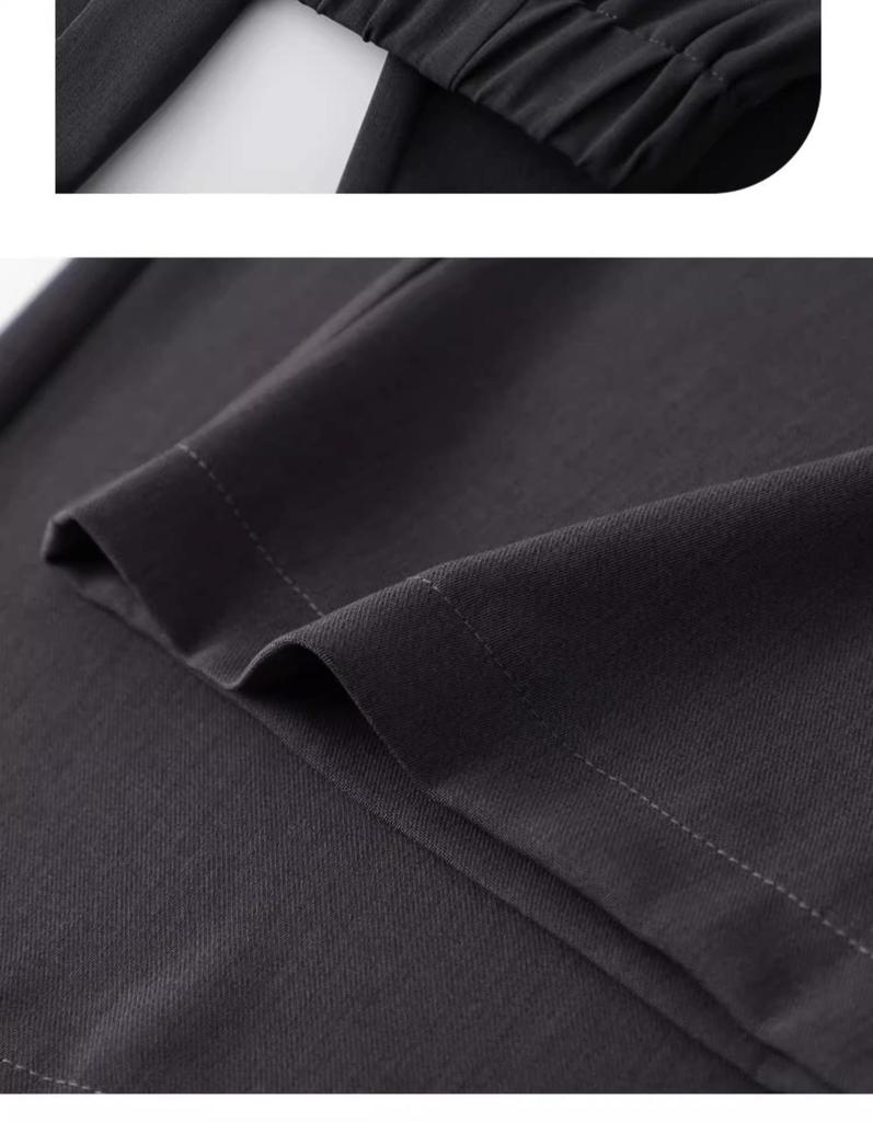 Summer 2025 Women's High-Waisted Gray Wide-Leg Pants - Slimming, Floor-Length, Drapey, Loose, Casual Straight-Leg Design.