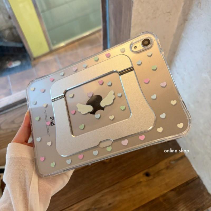 Ins Style Heart Wing Tablet Case With Kickstand IPad Mini 6/7 8.3 Air 4/5/6/7/8 10.9/11 Pro 11/12.9 2018-2025
