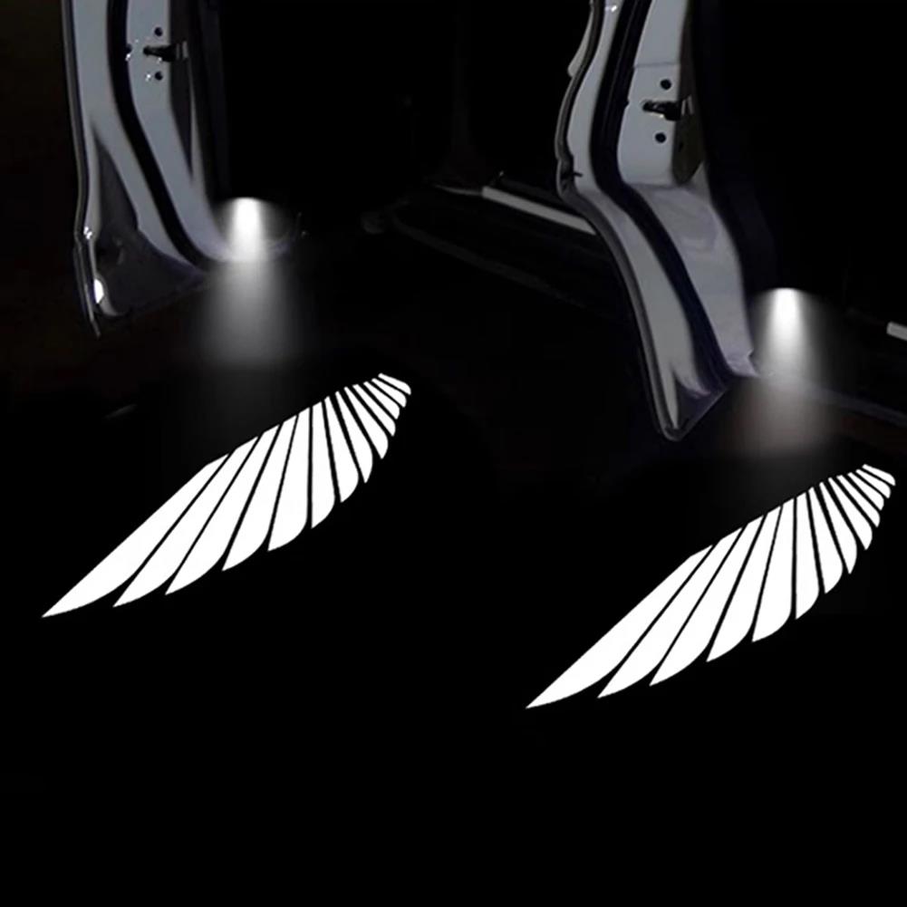 2/4Pcs Car Angel Wings Wireless Car Door LED HD Welcome Courtesy Shadow Projector Lamp Logo Light Cars Accessories Neon Lights 4