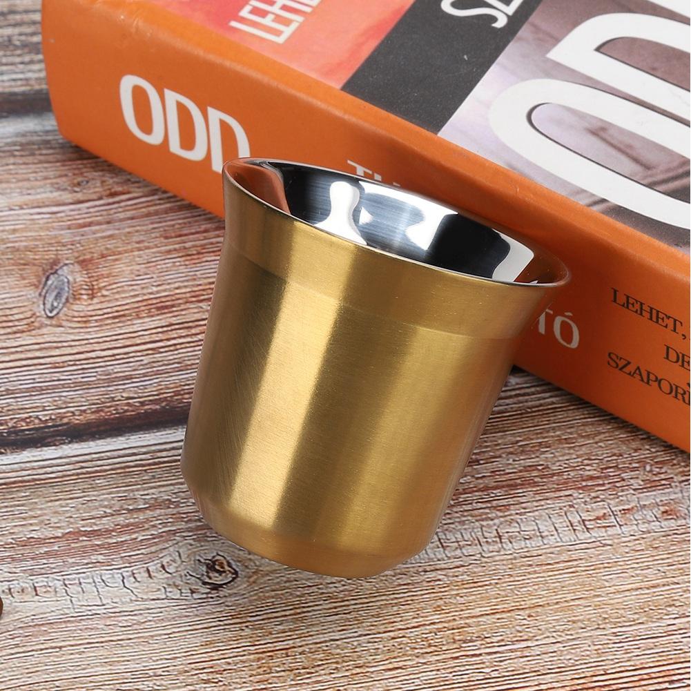 304 Stainless Steel Heat Insulated Double Layer Coffee Cup Mug for Home Coffee ShopGold