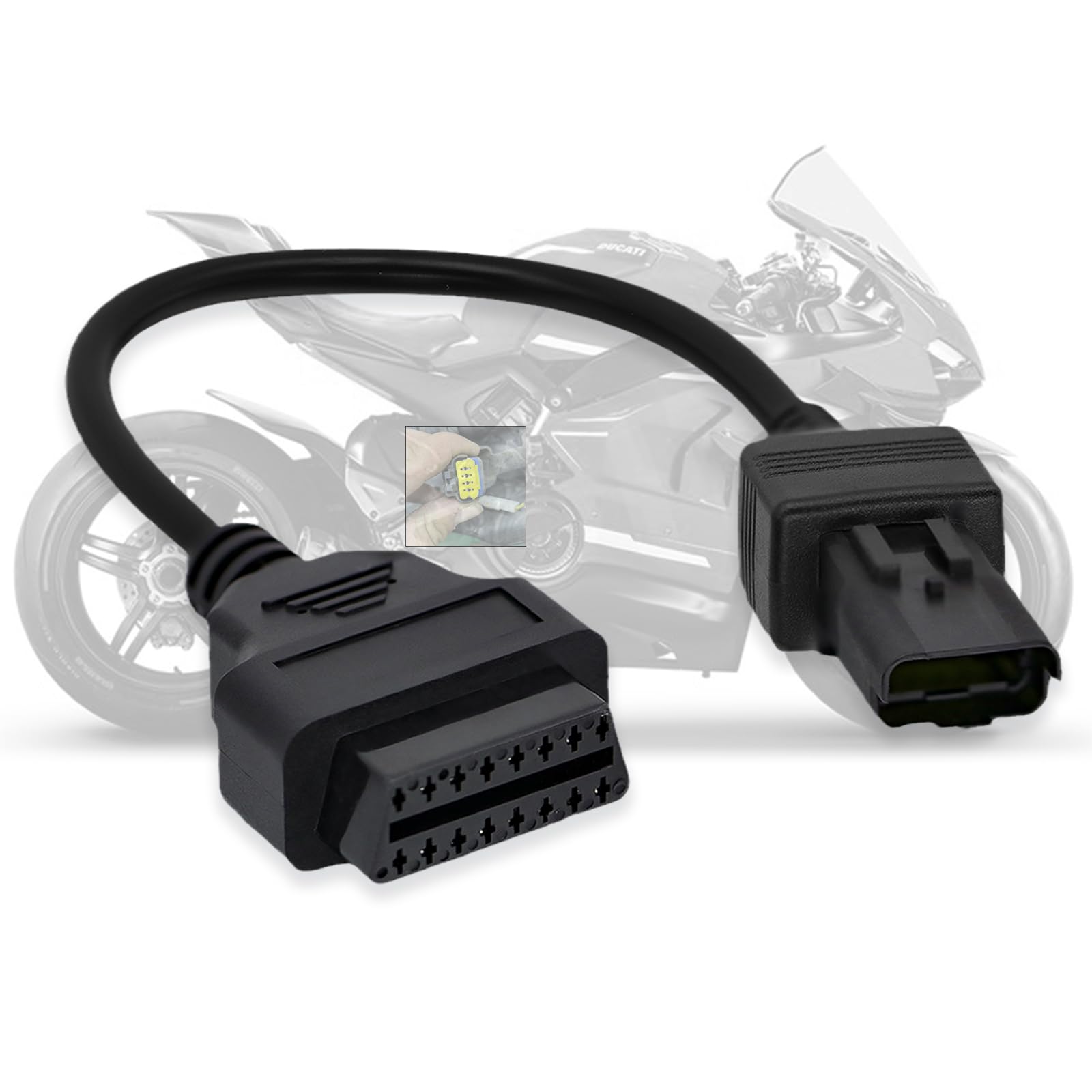 

AMHTDOL Obd2 Adapter Ducati Motorcycle 4 Pin OBD Cable, Obd1 to Obd2 Adapter Connector