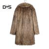 Men Long Faux Fur Overcoat Lapel Long Sleeve Windproof Open Front Coat Thickened Warm Imitation Fur Outwear