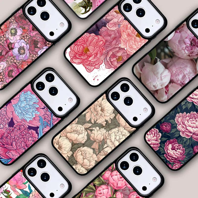 Peony Delicate Flower Phone Case For IPhone 17 16e 15 14 13 12 11 Pro Max Air Mini Soft Protective Cover