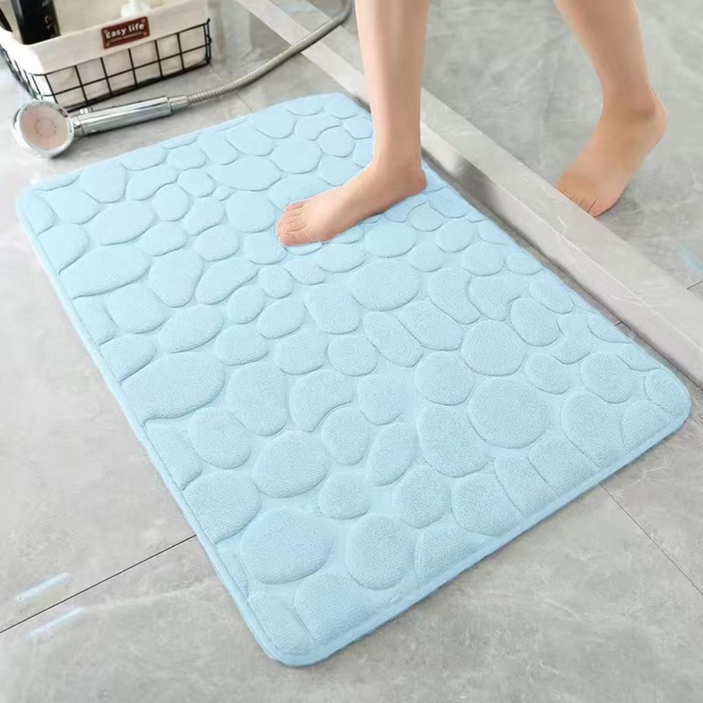 HOMZY Bathroom Bathtub Water Absorption Non-slip Floor Rug Bath Mat Doormat Cobblestone Embossed Washable Carpets