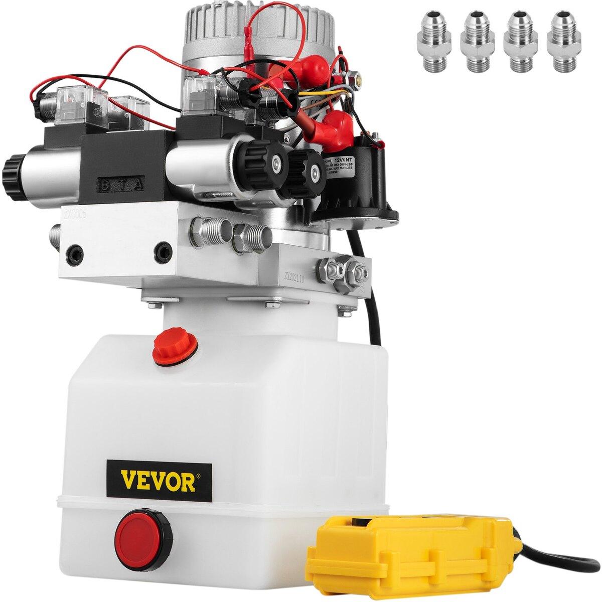 Groupe Hydraulique 12V CC à Double Action Double Électrovanne Réservoir 4,5L