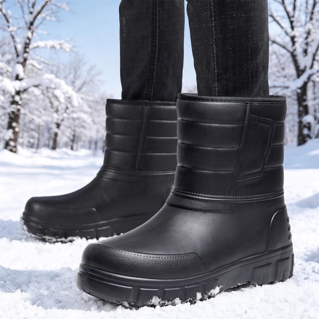 Men's Fashion Plus Size Lined Winter Boots, Warm Cotton Boots for Cold