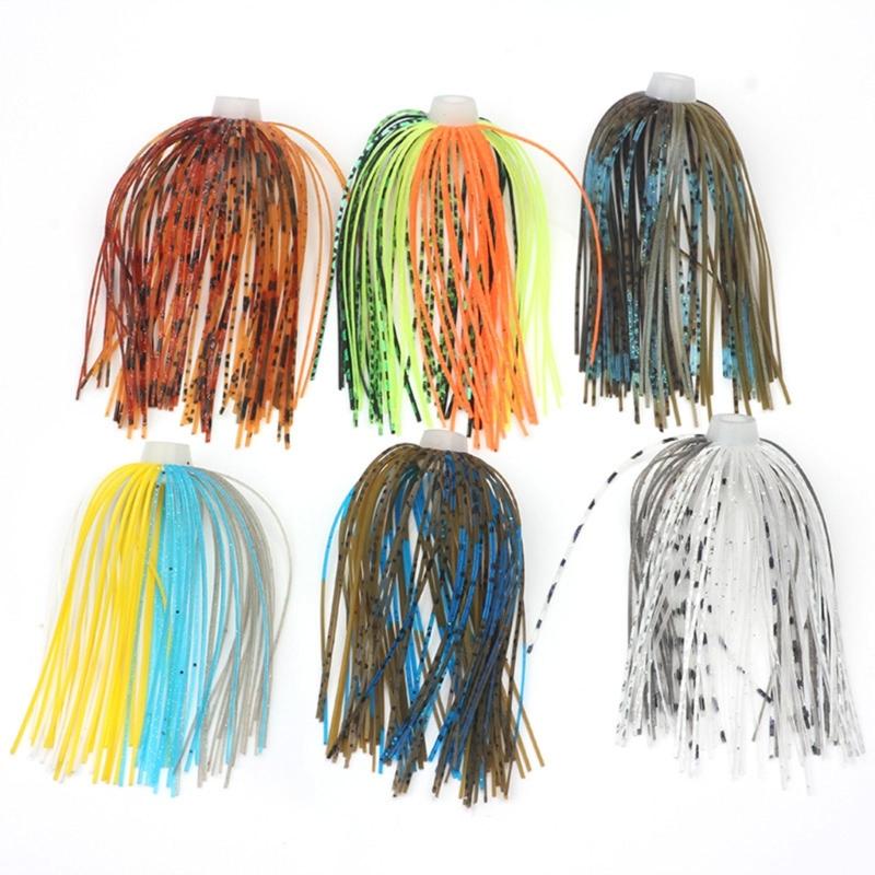 5Pcs Silicone Spinnerbait Skirts DIY Fishing Jig Lures 88 Strands Rubber Skirts