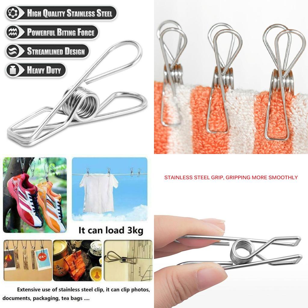 High Quality 20x Stainless Steel Clips For Effortless Laundry Drying And Compact Storage Solutions