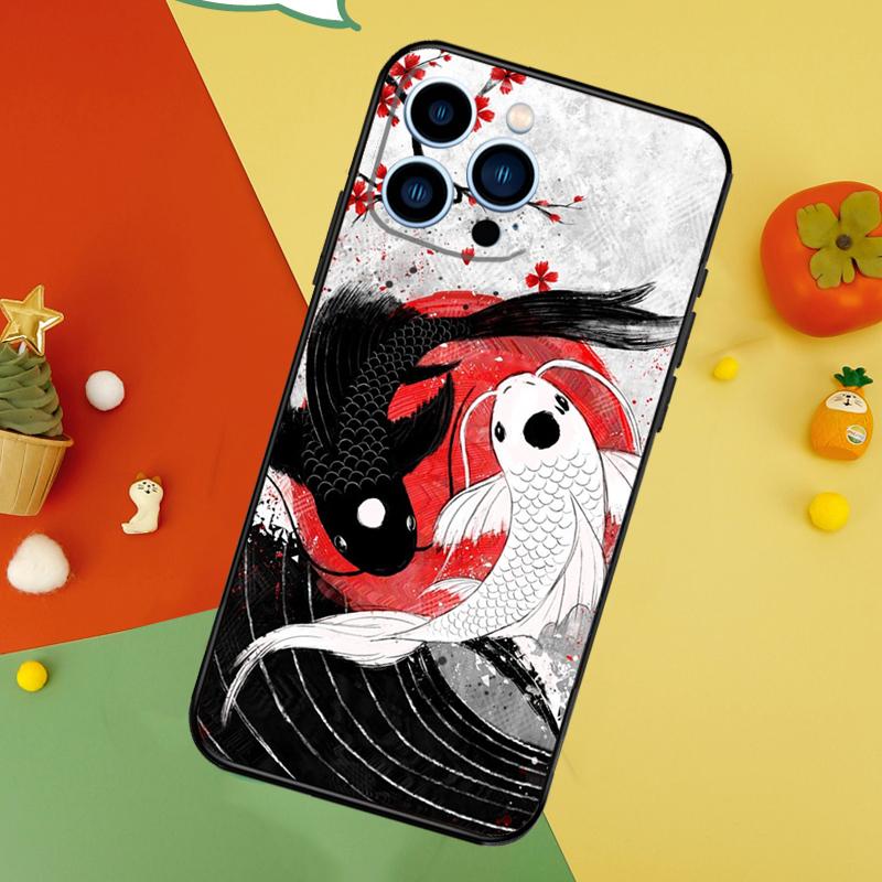 Koi Fish Yin Yang Phone Case For iPhone 17 Pro Max 16 15 14 13 12 11 Pro Max Plus 12 13 Mini 16e 17 Air Cover