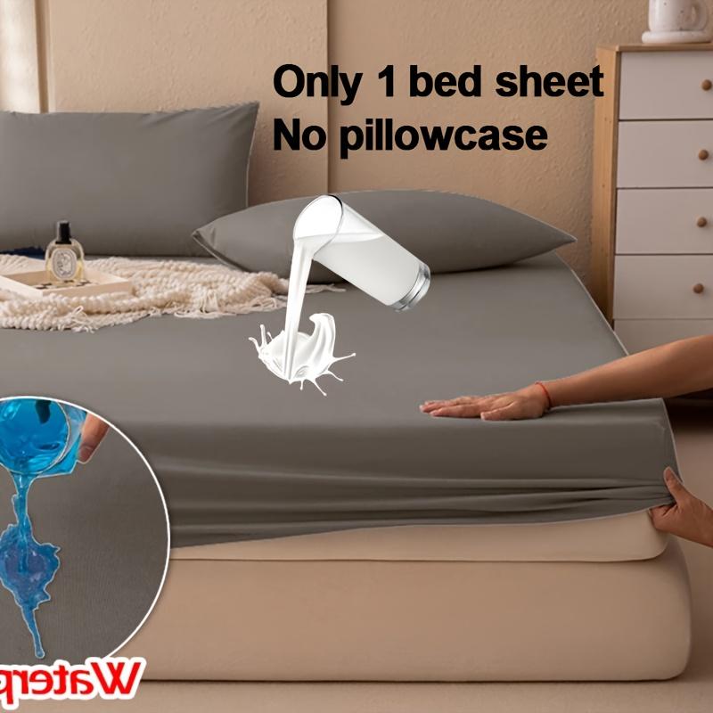 1pc Bed Cover Non-Slip Fitted Sheet Solid Color Wear-Resistant, Urine-proof, Super Soft Comfortable Bedding, Machine Washable, Suit for Mattresses30cm