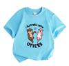 Kids Boys Girls 100% Cotton Crew Neck Short Sleeve T-Shirt Cute Cartoon Otters Couple Funny I Play Well With Otters Casual Lightweight Comfortable Gra