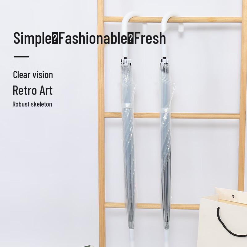 TianAi Transparent 8-Rib Long-Handle Umbrella
