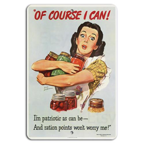 

Patriotic Canning Enthusiasm No Ration WorriesAluminumtin sign 20x30cm（7.8x11.8inch）