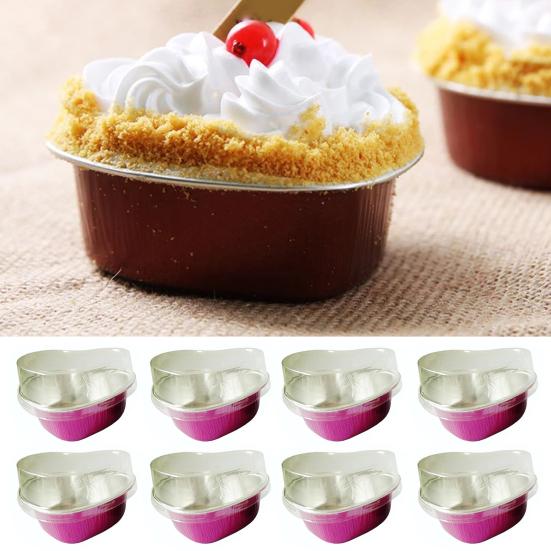 

Yousheng 50Pcs/Set Romantic Heart Shape Cake Cup Cute Heat-resistant Aluminum Foil Baking Cup for Home 55ml