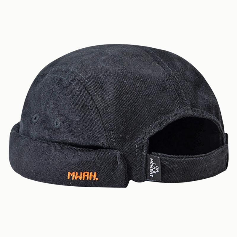 Letter Embroidery Docker Cap Without Visor Brimless Caps Solid Colors Retro Beanie Hat Adjustable Hip Hop Fashion Street