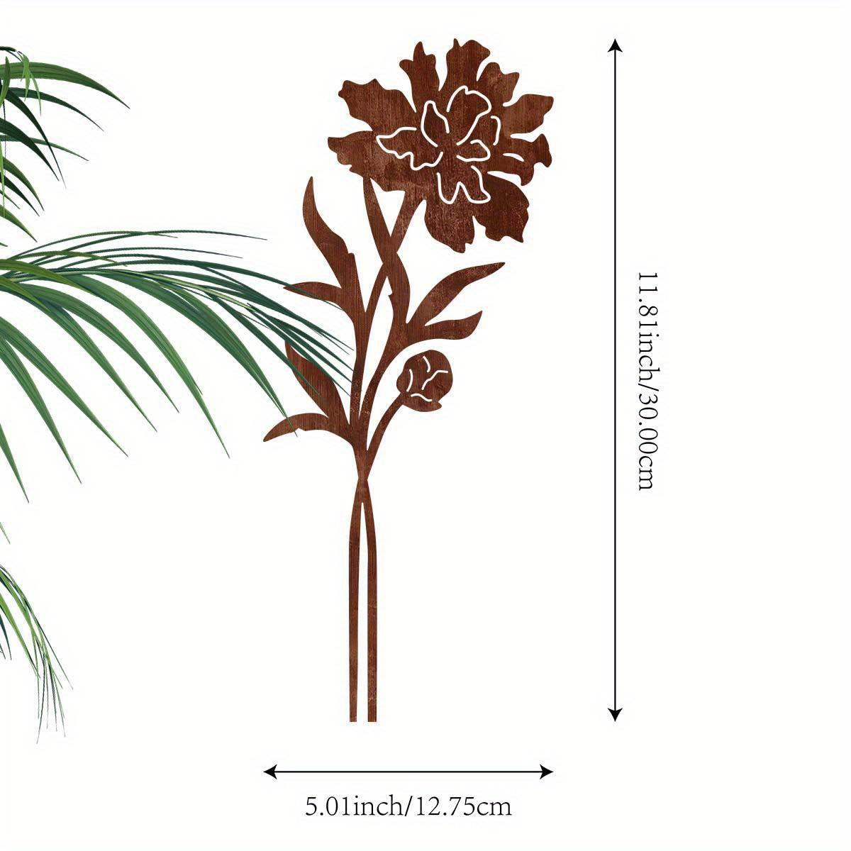 

1 шт. Железный ржавый 11,81 дюйма Букет Цветочный горшок Украшение для внутреннего праздничного украшения Наружное украшение для сада, патио, лужайки Вставка в грунт