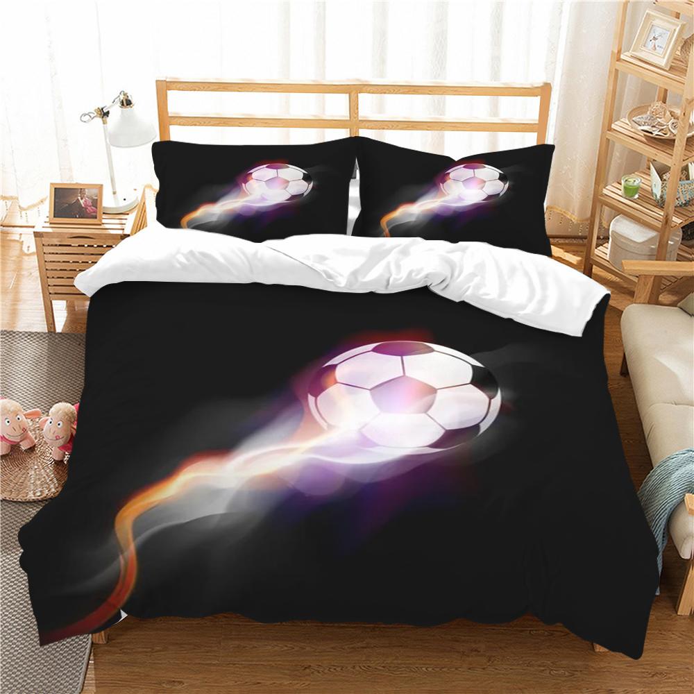 Bedspread Bed Set 3D Football Printing Bed 2/3PCS Bedding Suit Gift for Adult Comforter Duvet Cover Microfiber Breathable Warm