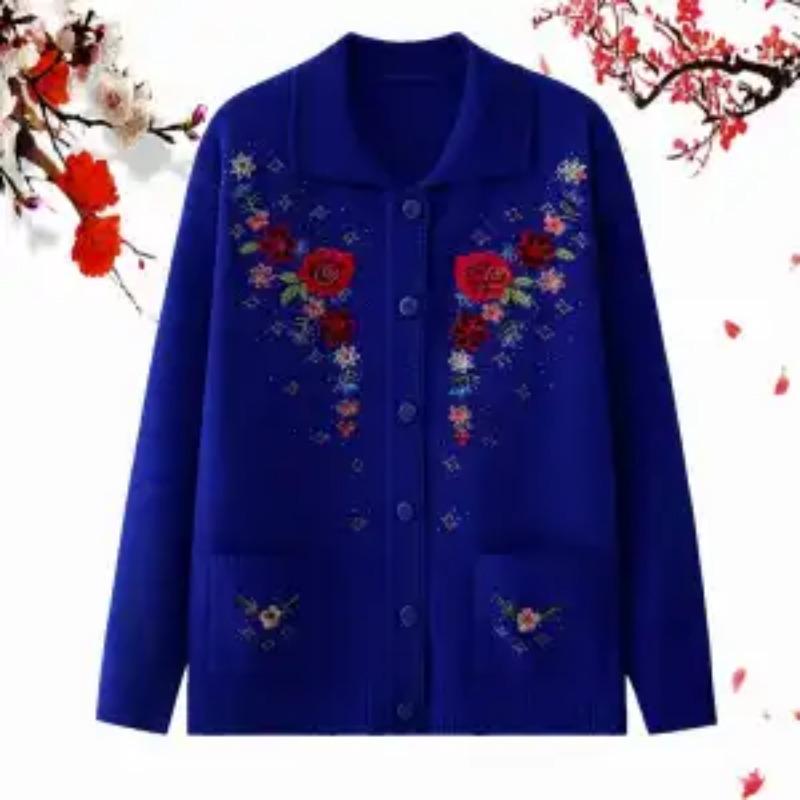 Women's New Style of Styling Square Collar Button Printed Pocket Fashion Long-sleeved Jacket