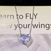 925 Sterling Copper Choker Simple Heart Gemstone Emerald Diamond Ruby Aquamarine White Gold Necklace Women Jewelry Party Gift