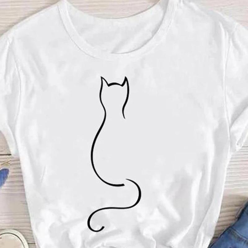 Summer Loose Women's T-Shirt High Quality O/V Neck Heart Flowers Owl Pattern Short Sleeve Women's Short Sleeve T-Shirt CCXX119