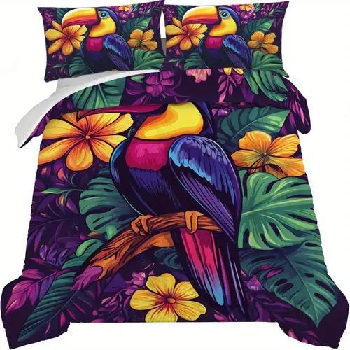 Comforter Toucan Tropical With Toucan Tropical Pattern Suitable For Children Kids And Adults Soft And Breathable