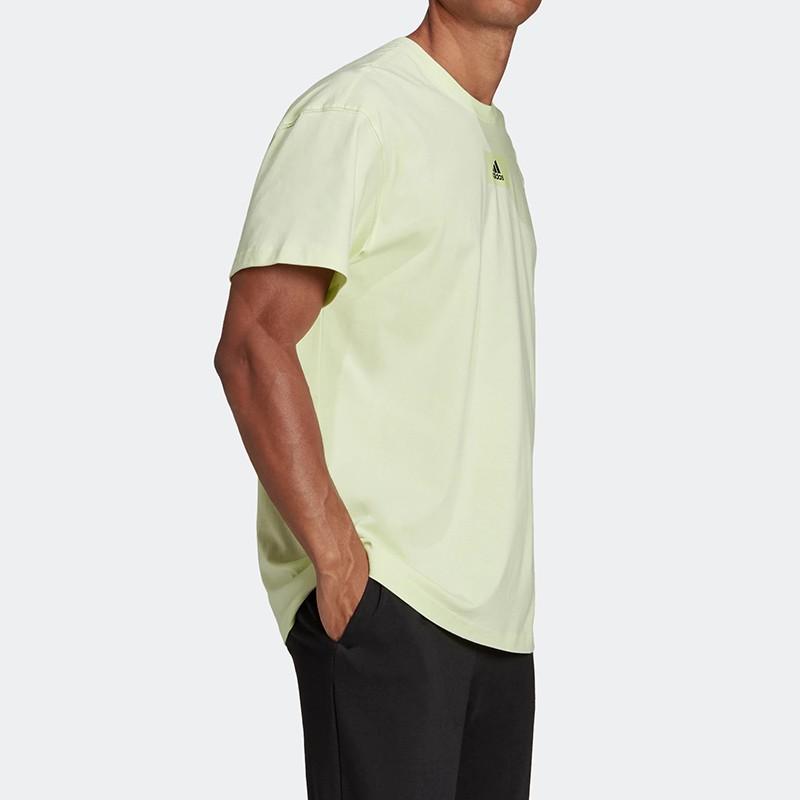 Adidas Solid Color Logo Casual Short Sleeve T-Shirt Men Tops Green HE4366