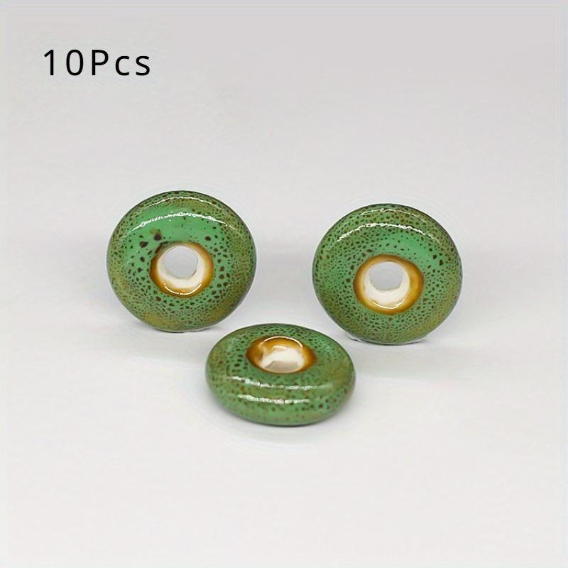 10Pcs Ceramic shaped beads round flat piece circle necklace diy pendant flower glaze peace button loose porcelain beads