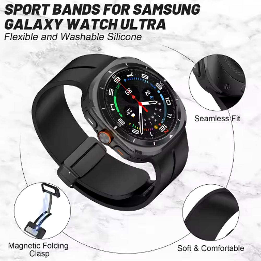 Silikonový sportovní řemínek pro Samsung Galaxy Watch Ultra 2025 Náramek pro Galaxy Watch 7 Ultra 47mm Řemínky s magnetickou přezkou