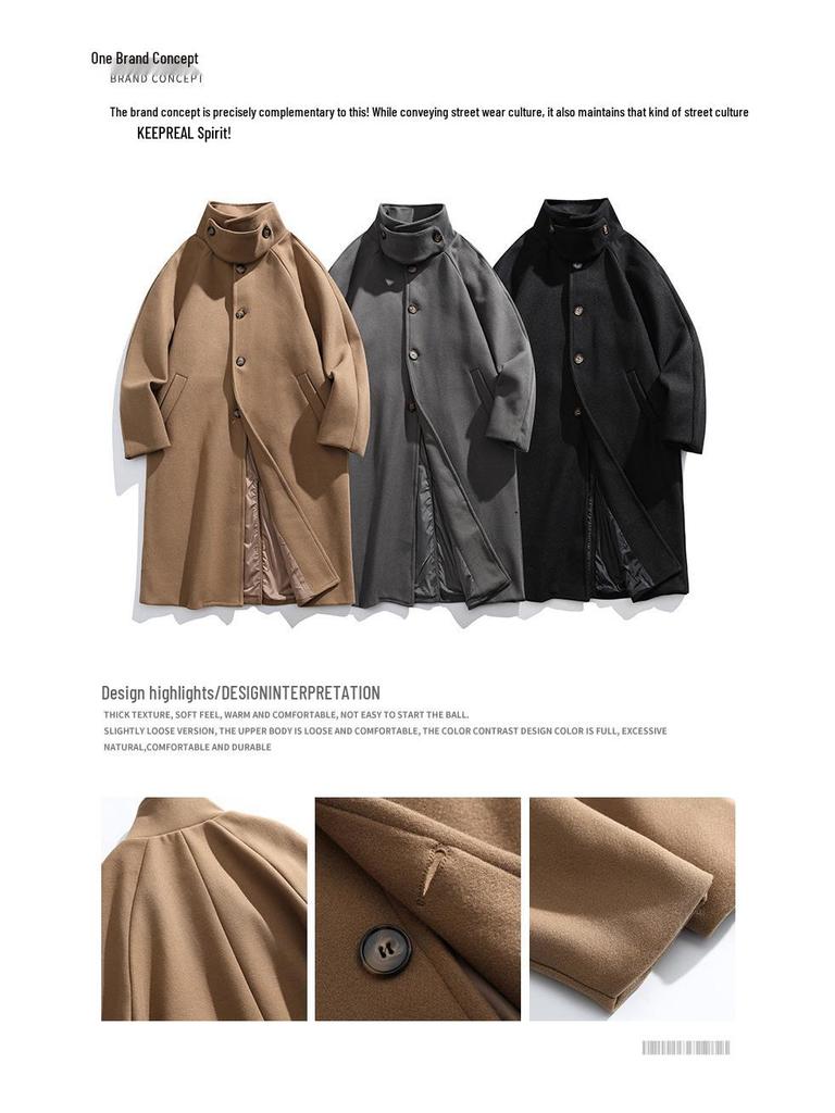 Men's 2025 Trendy Mid-Length Woolen Trench Coat: Stylish, Versatile & Casual.