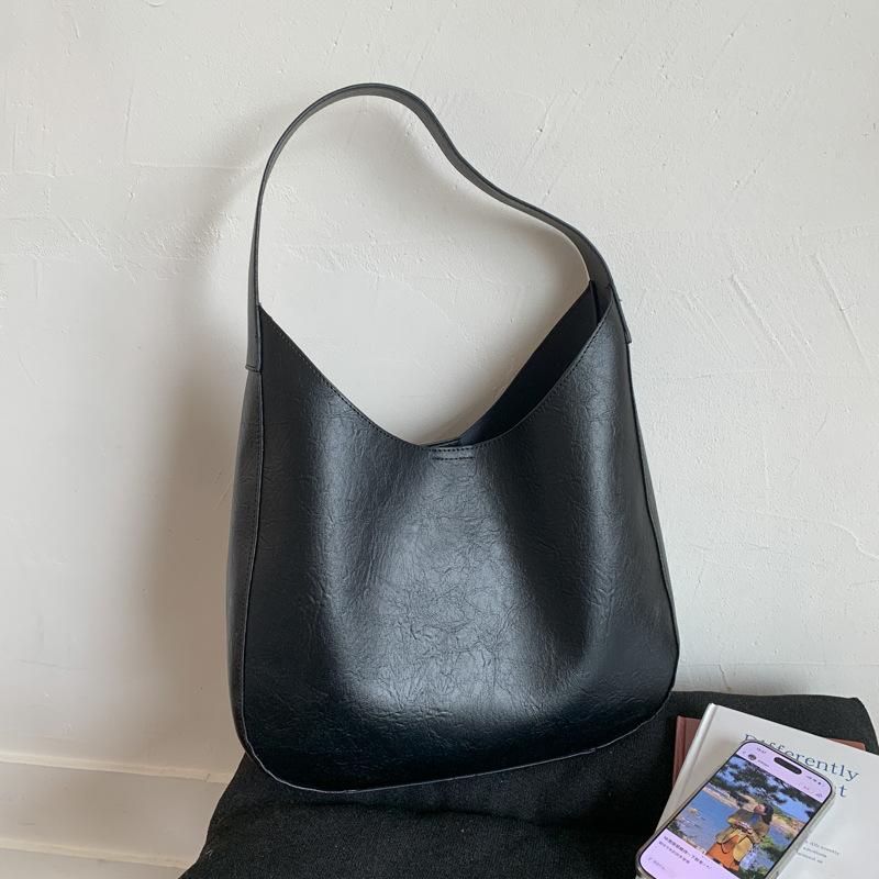 

Вместительная модная повседневная сумка в ленивом стиле, женская новая универсальная сумка-тоут, простая расслабляющая наплечная сумка чёрный